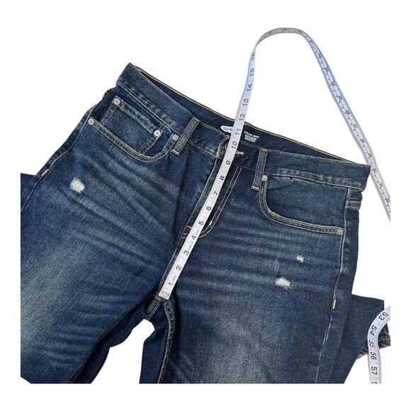 Old Navy Athletic Taper Jeans Men's 32X30 Blue Denim Build In Flex -Distressed - Picture 6 of 12